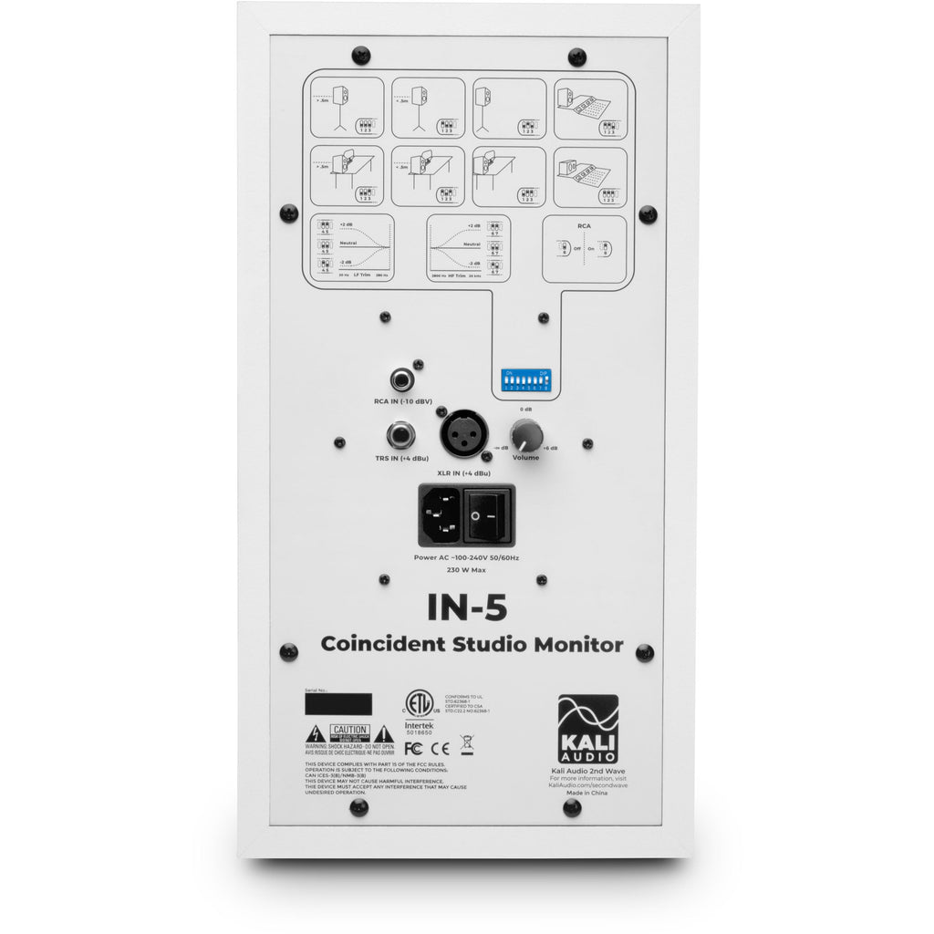 KALI AUDIO IN-5 5" Powered 3-way Studio Monitor - 160W Speaker System with Boundary Compensation EQ Settings - For