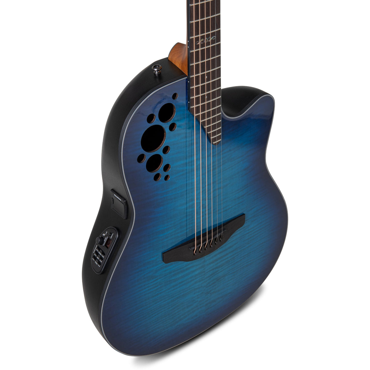 Ovation E-Acoustic Guitar Celebrity Elite Plus Mid Cutaway - Blue Flamed Maple - View 6 | MusicMarket