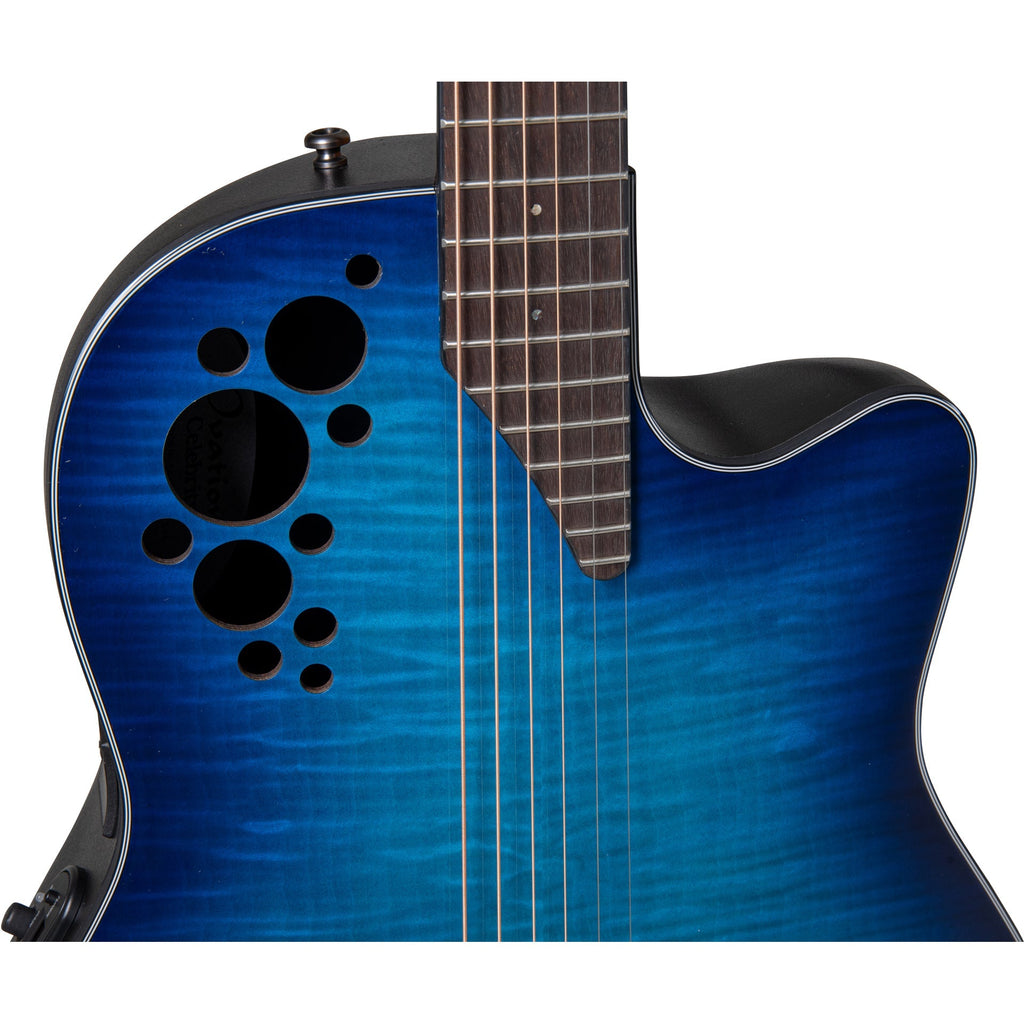 Ovation E-Acoustic Guitar Celebrity Elite Plus Mid Cutaway - Blue Flamed Maple - View 8 | MusicMarket