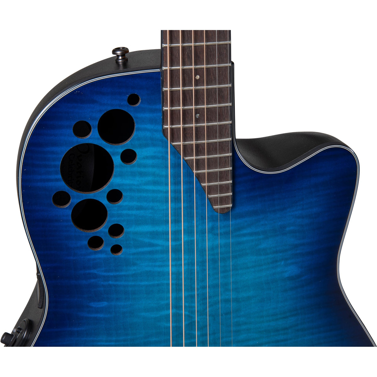 Ovation E-Acoustic Guitar Celebrity Elite Plus Mid Cutaway - Blue Flamed Maple - View 8 | MusicMarket