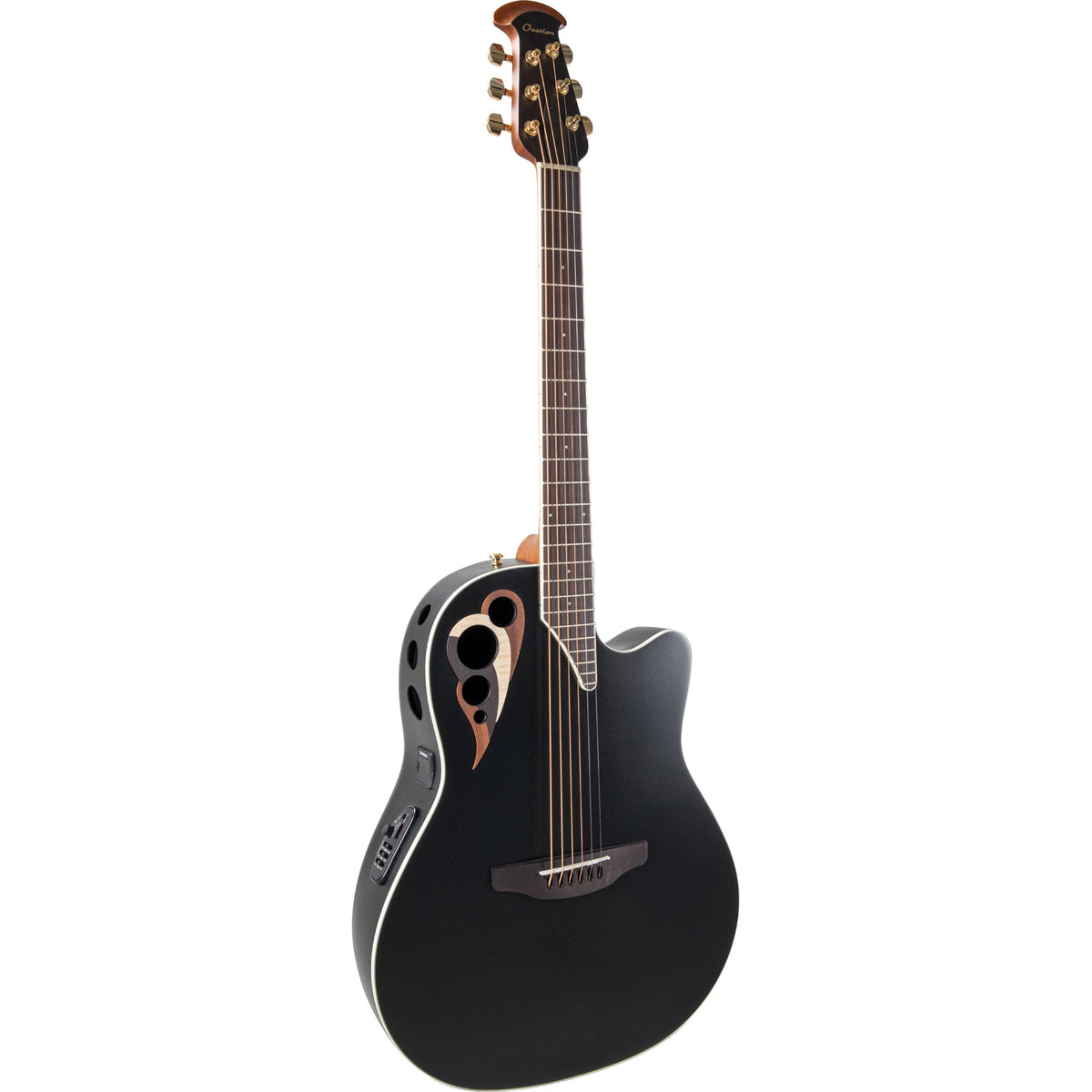 Ovation Celebrity Deluxe Acoustic Electric Guitar - Black Satin - View 2 | MusicMarket