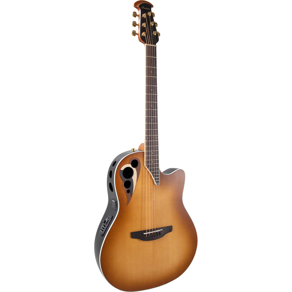 Ovation Celebrity Deluxe Acoustic Electric Guitar - Vintage Peach Burst Satin - View 2 | MusicMarket