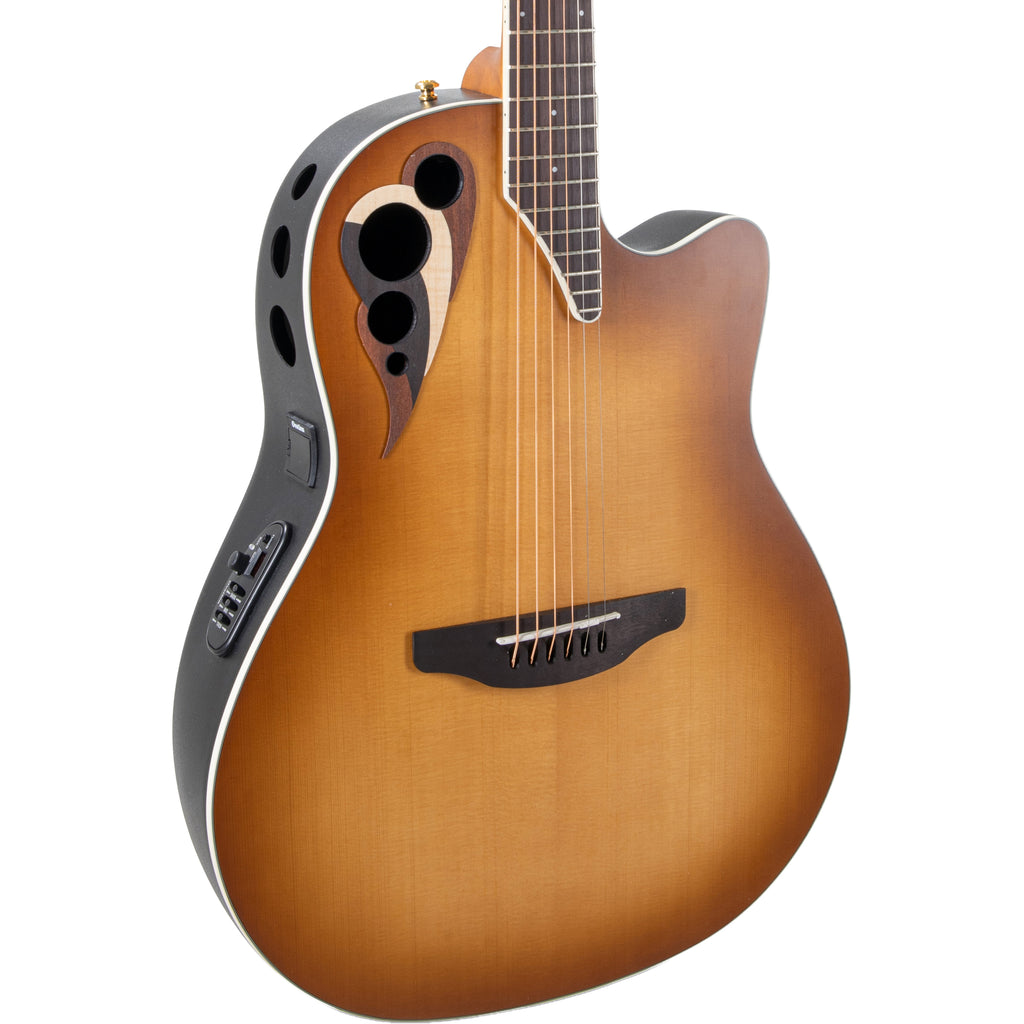 Ovation Celebrity Deluxe Acoustic Electric Guitar - Vintage Peach Burst Satin - MusicMarket