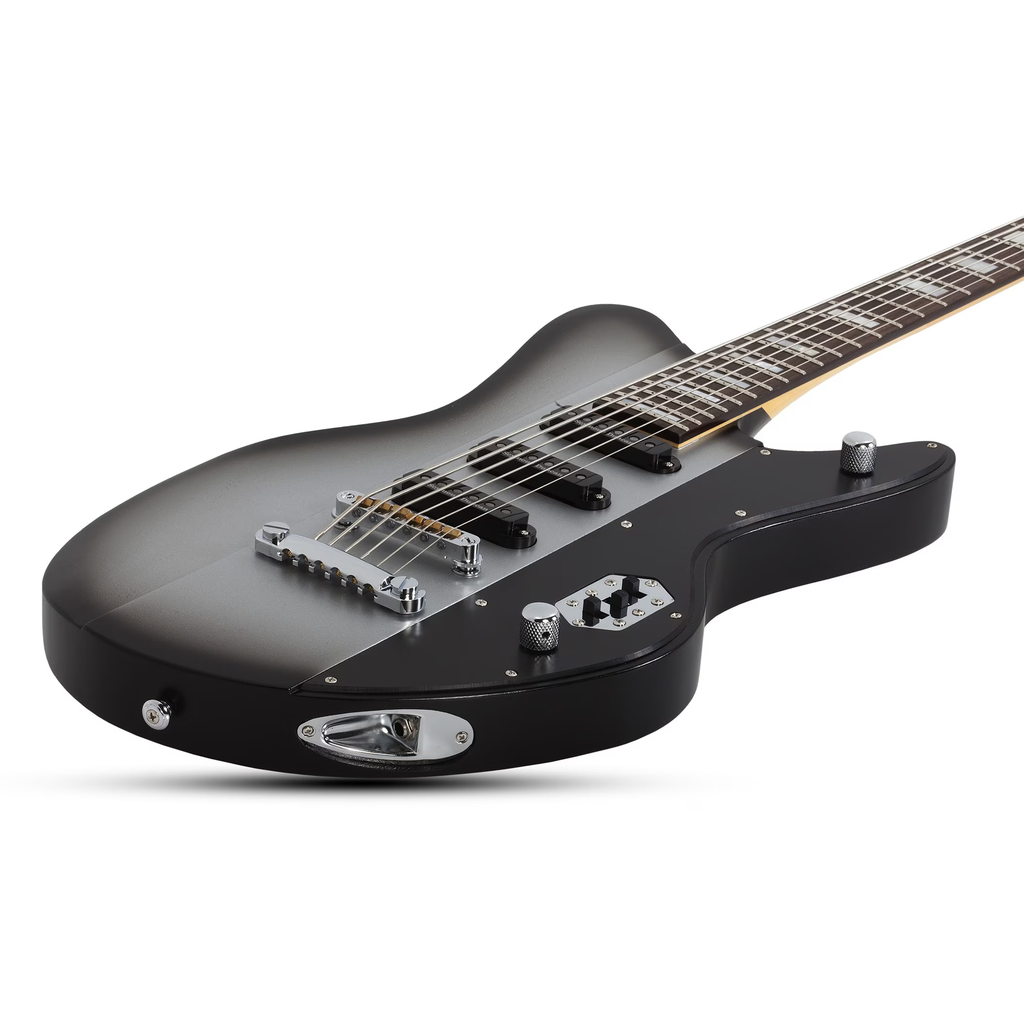 Schecter Robert Smith UltraCure VI Baritone Electric Guitar - Silver Burst Pearl - View 5 | MusicMarket