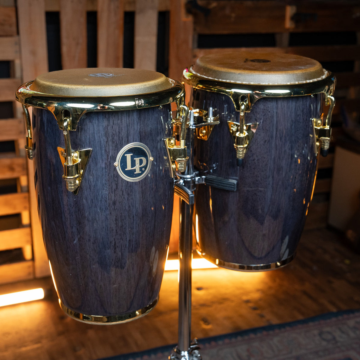 Latin Percussion Junior Conga Set - Black Wood With Gold Hardware - CHUCKSCLUSIVE - View 6 | MusicMarket