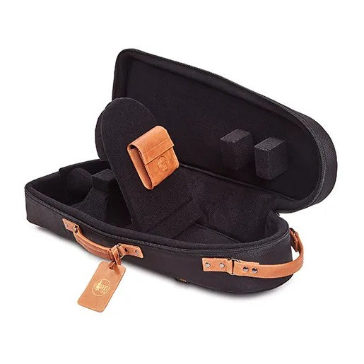 Gard Single Elite Cut-Bell Tenor Trombone Gig Bag - Black Nylon with Light Brown Leather Accent - View 9 | MusicMarket