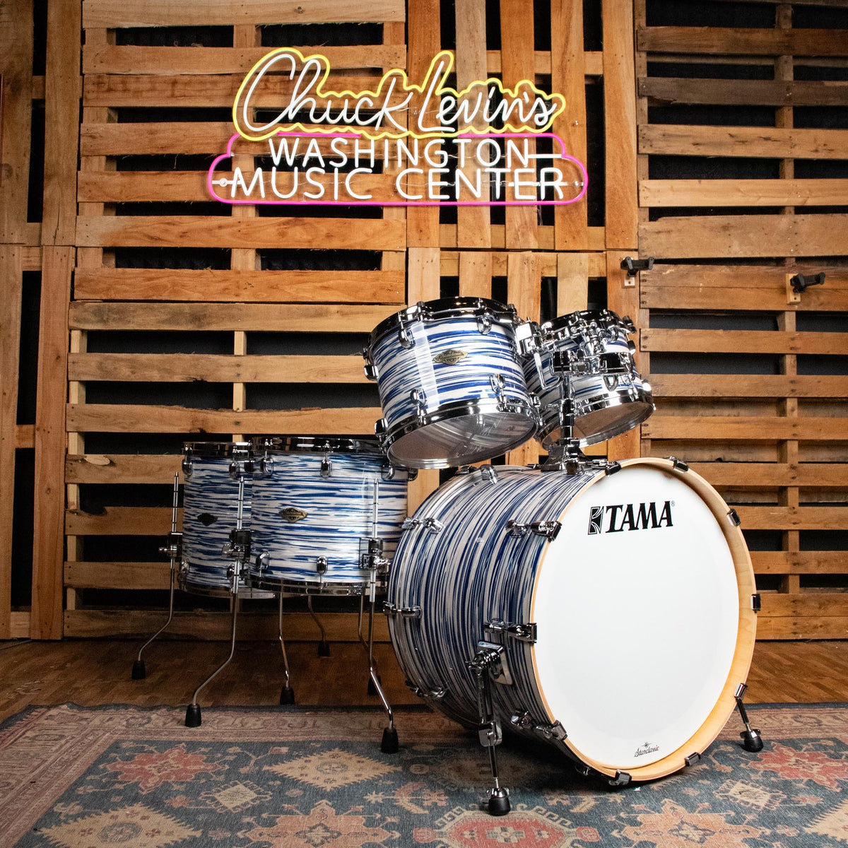 Tama Starclassic Walnut/Birch 5-Piece Shell Pack - Blue and White Oyster - MusicMarket