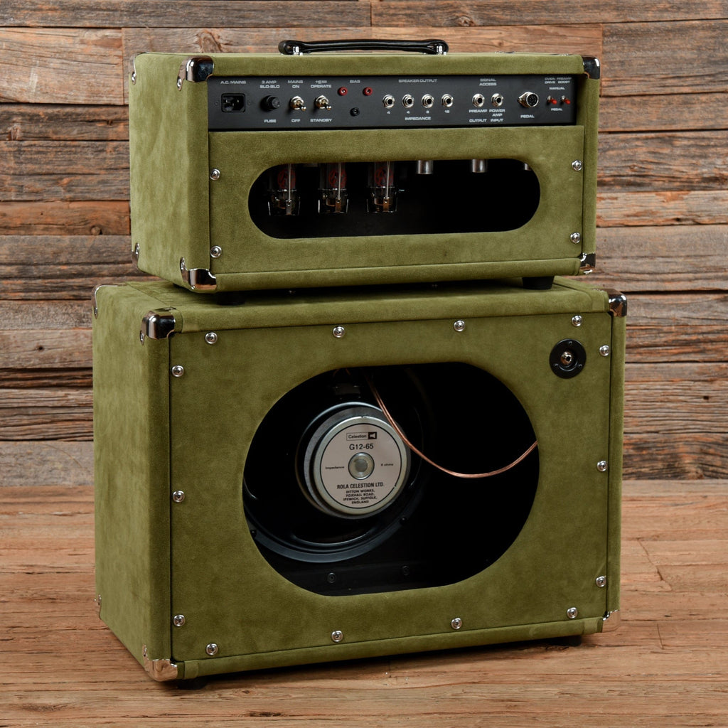 Amplified Nation Bombshell Overdrive 100-Watt Head w/ Matching Open Back 1x12" Green Suede - View 2 | MusicMarket