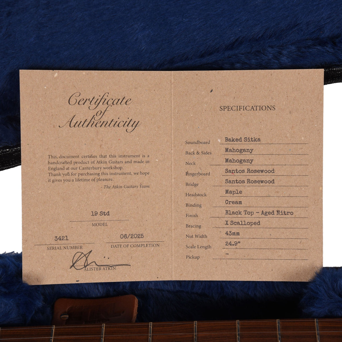 Atkin The Nineteen Aged Baked Sitka/Mahogany Blacktop - View 9 | MusicMarket
