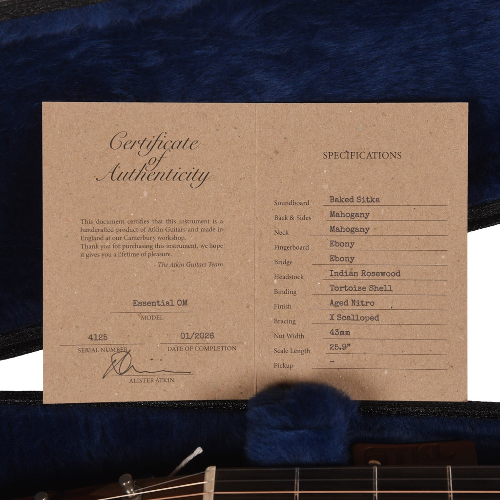 Atkin Essential OM Aged Baked Sitka/Mahogany Natural - View 9 | MusicMarket