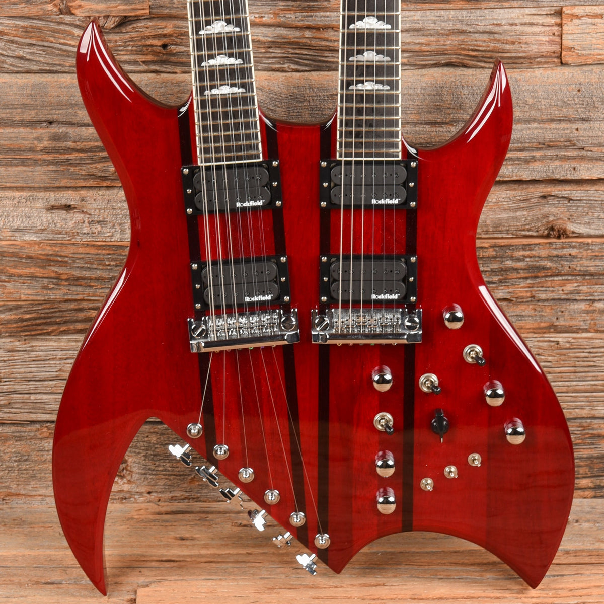 B.C. Rich Rich B Legacy Double Neck 2009 Trans Red - Dave Amato of REO Speedwagon - MusicMarket