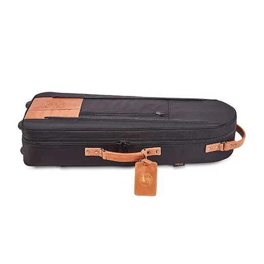 Gard Single Elite Cut-Bell Tenor Trombone Gig Bag - Black Nylon with Light Brown Leather Accent - View 7 | MusicMarket