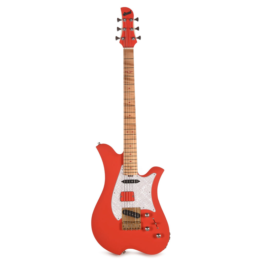 Bacci Leonardo Officina Baritone Tuscan Red w/Figured Maple Neck - View 4 | MusicMarket