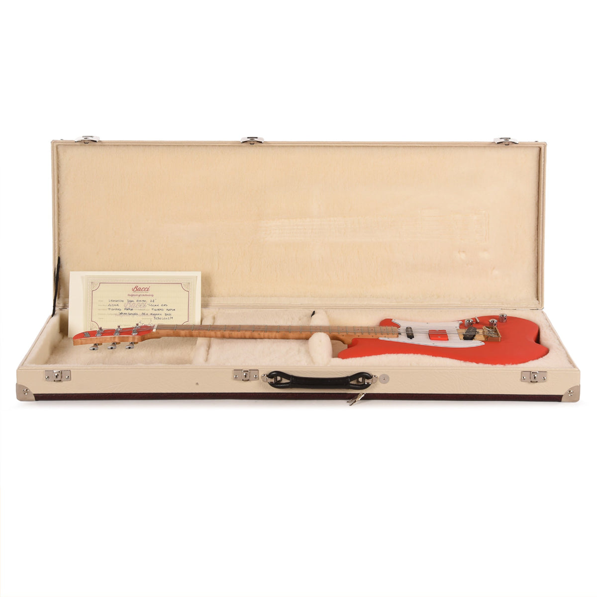 Bacci Leonardo Officina Baritone Tuscan Red w/Figured Maple Neck - View 8 | MusicMarket