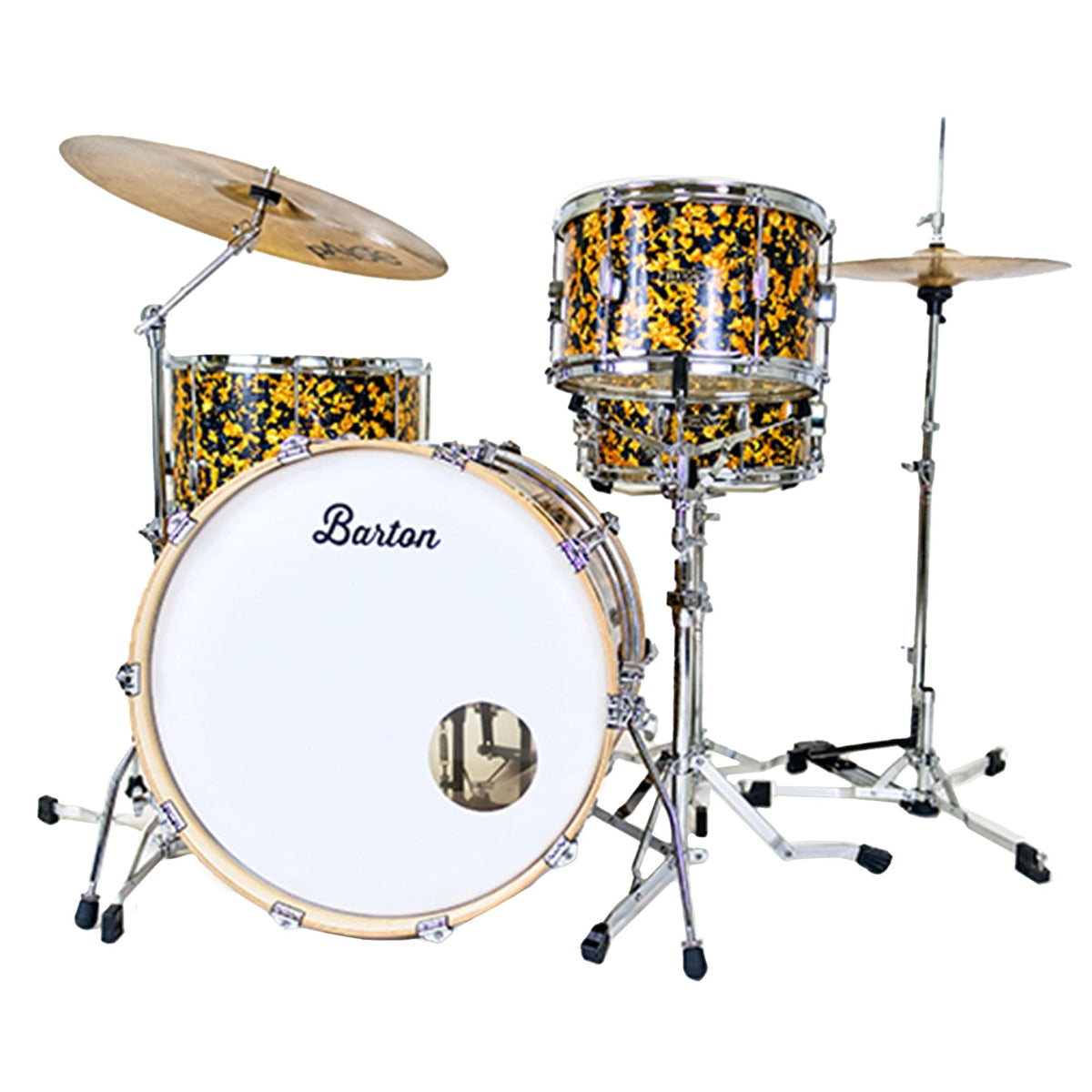 Barton Studio Custom Birch 12/14/20 3pc. Drum Kit Black & Gold Pearl - MusicMarket