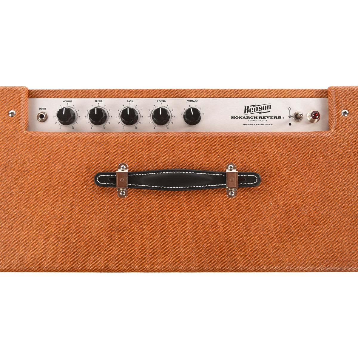 Benson Monarch Reverb Plus 15w 1x12 Combo Amp Aged Tweed w/ Oxblood Grill - View 4 | MusicMarket