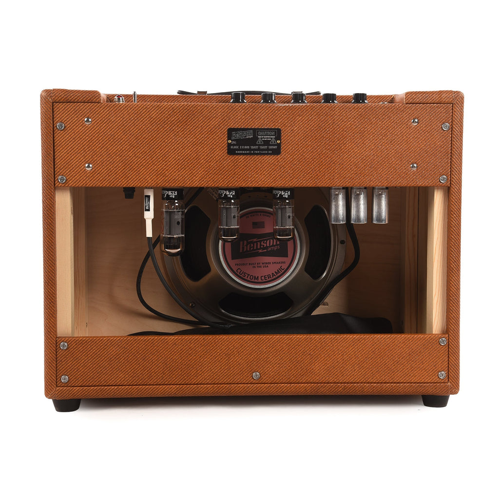 Benson Monarch Reverb Plus 15w 1x12 Combo Amp Aged Tweed w/ Oxblood Grill - View 3 | MusicMarket