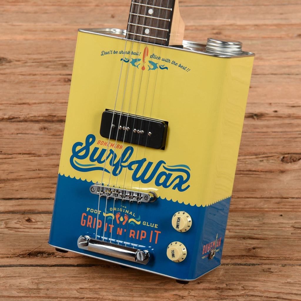 Bohemian Guitars Oil Can Guitar Yellow/Blue - View 2 | MusicMarket