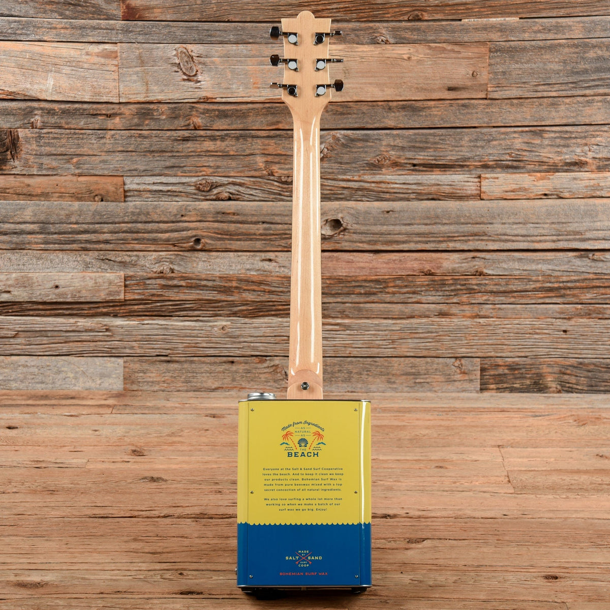 Bohemian Guitars Oil Can Guitar Yellow/Blue - View 5 | MusicMarket