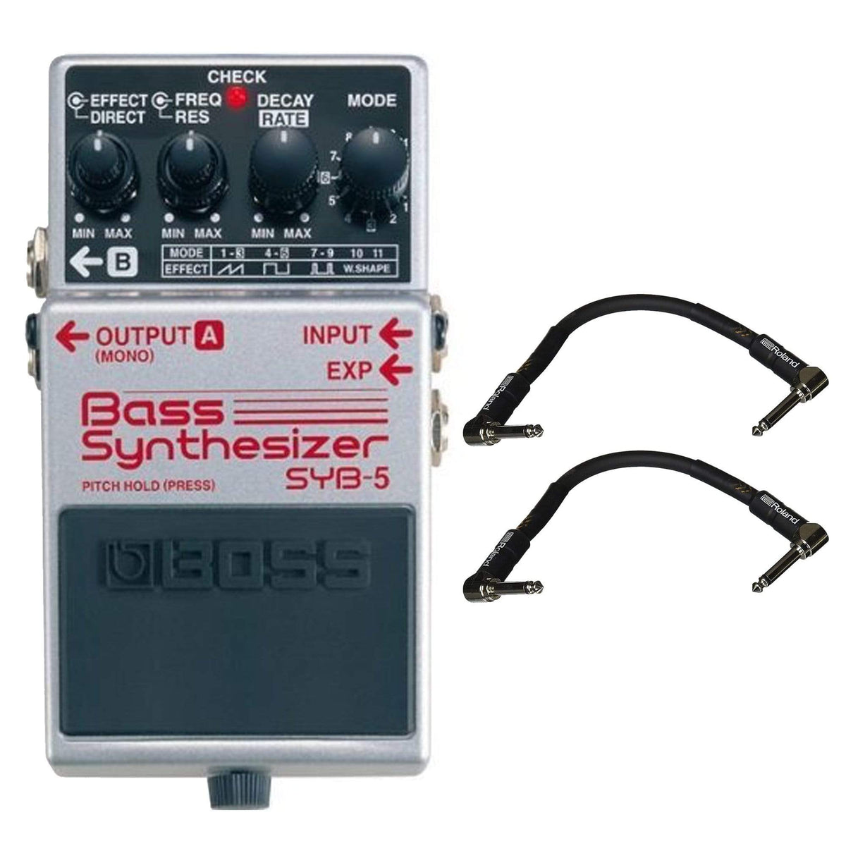 Boss SYB-5 Bass Synthesizer Bundle w/ 2 Roland Black Series 6 inch Patch Cables - MusicMarket
