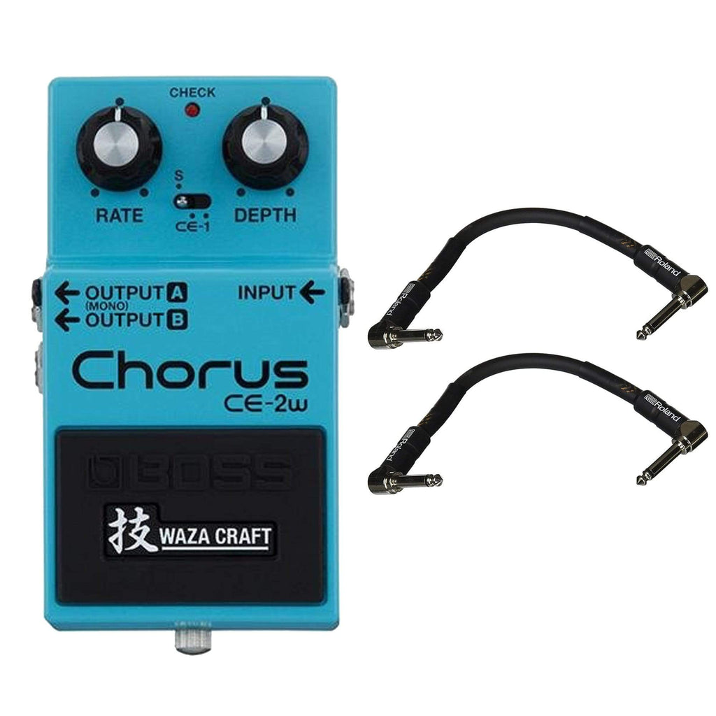 Boss CE-2W Chorus Bundle w/ 2 Roland Black Series 6 inch Patch Cables - MusicMarket
