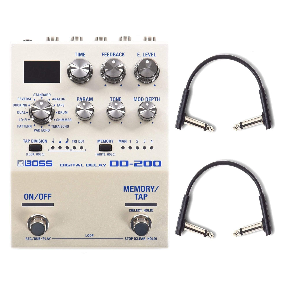 Boss DD-200 Digital Delay w/RockBoard Flat Patch Cables Bundle - MusicMarket
