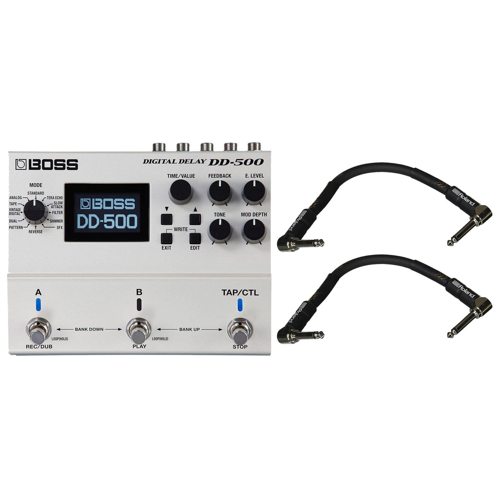 Boss DD-500 Digital Delay Bundle w/ 2 Roland Black Series 6 inch Patch Cables - MusicMarket