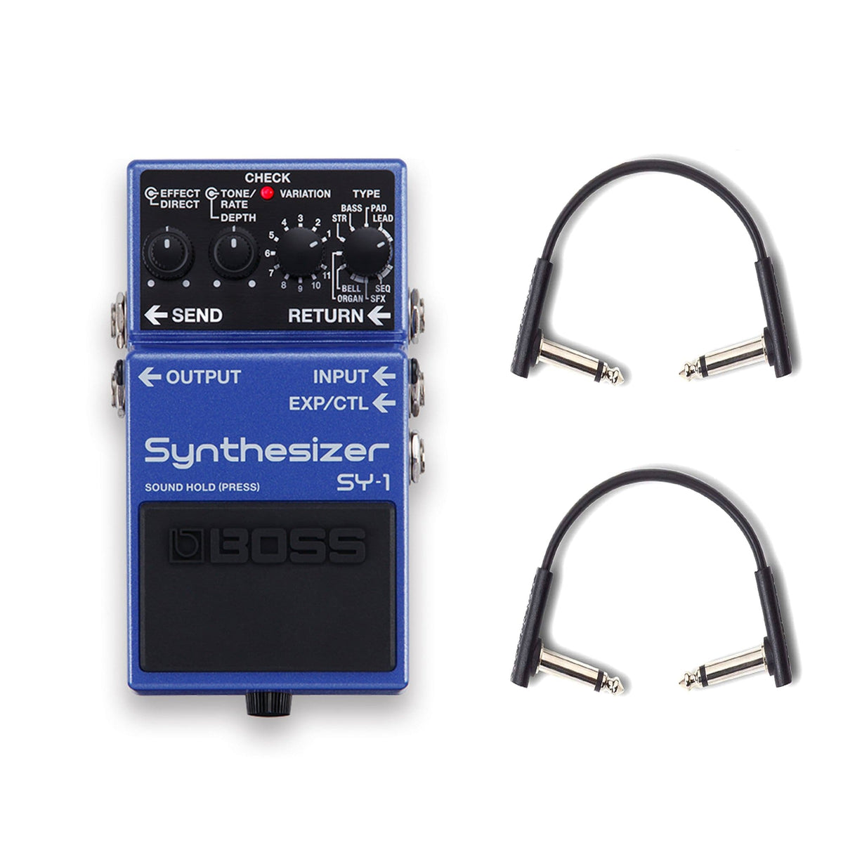 Boss SY-1 Synthesizer Pedal w/RockBoard Flat Patch Cables Bundle - MusicMarket