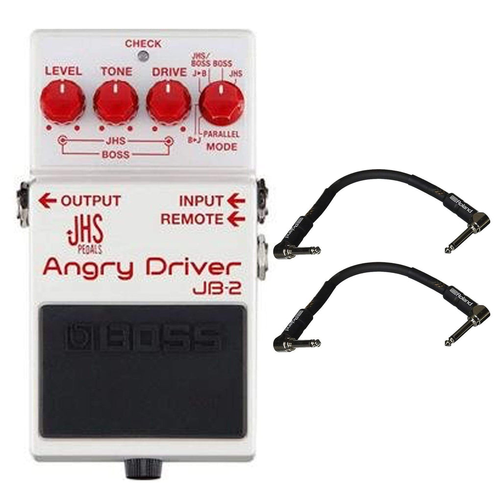 Boss JHS JB-2 Angry Driver Bundle w/ 2 Roland Black Series 6 inch Patch Cables - MusicMarket