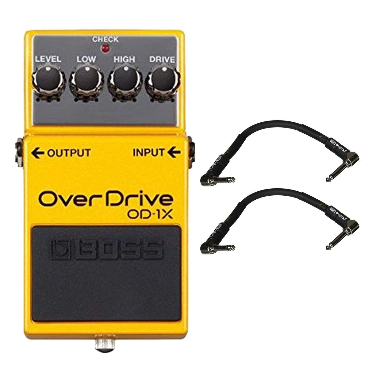 Boss OD-1X Overdrive Bundle w/ 2 Roland Black Series 6 inch Patch Cables - MusicMarket