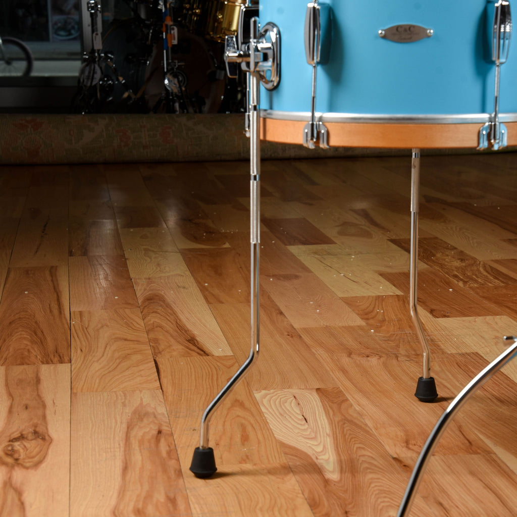 C&C Super Flyer 12/14/20 3pc. Drum Kit Tweedy Blue Satin w/Aged Maple Hoops - View 5 | MusicMarket