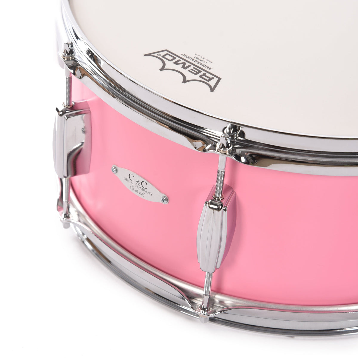 C&C 6.5x14 Gladstone Maple Snare Drum Bubble Gum Pink Satin - View 3 | MusicMarket
