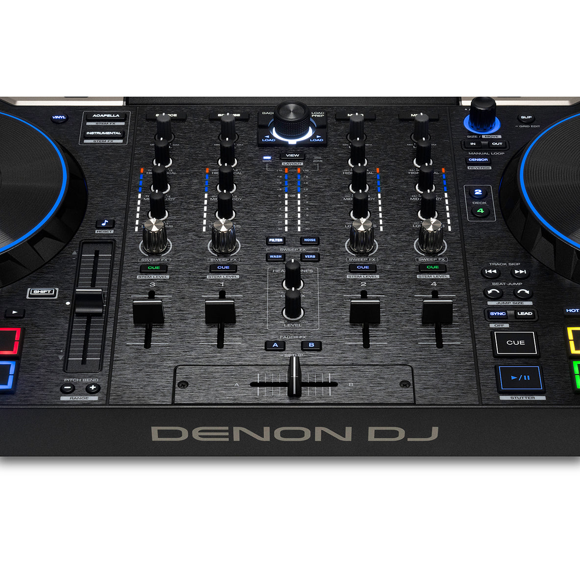 Denon DJ PRIME 4 G2 4-Channel Standalone DJ System with Built-in FX, Lighting Output, and Stems - View 4 | MusicMarket