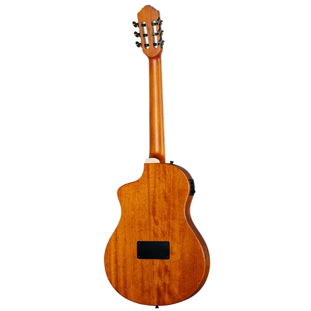 Ortega Tour Player Series Thinline Crossover Nylon String Acoustic Electric - Flamed Maple Blue - View 6 | MusicMarket