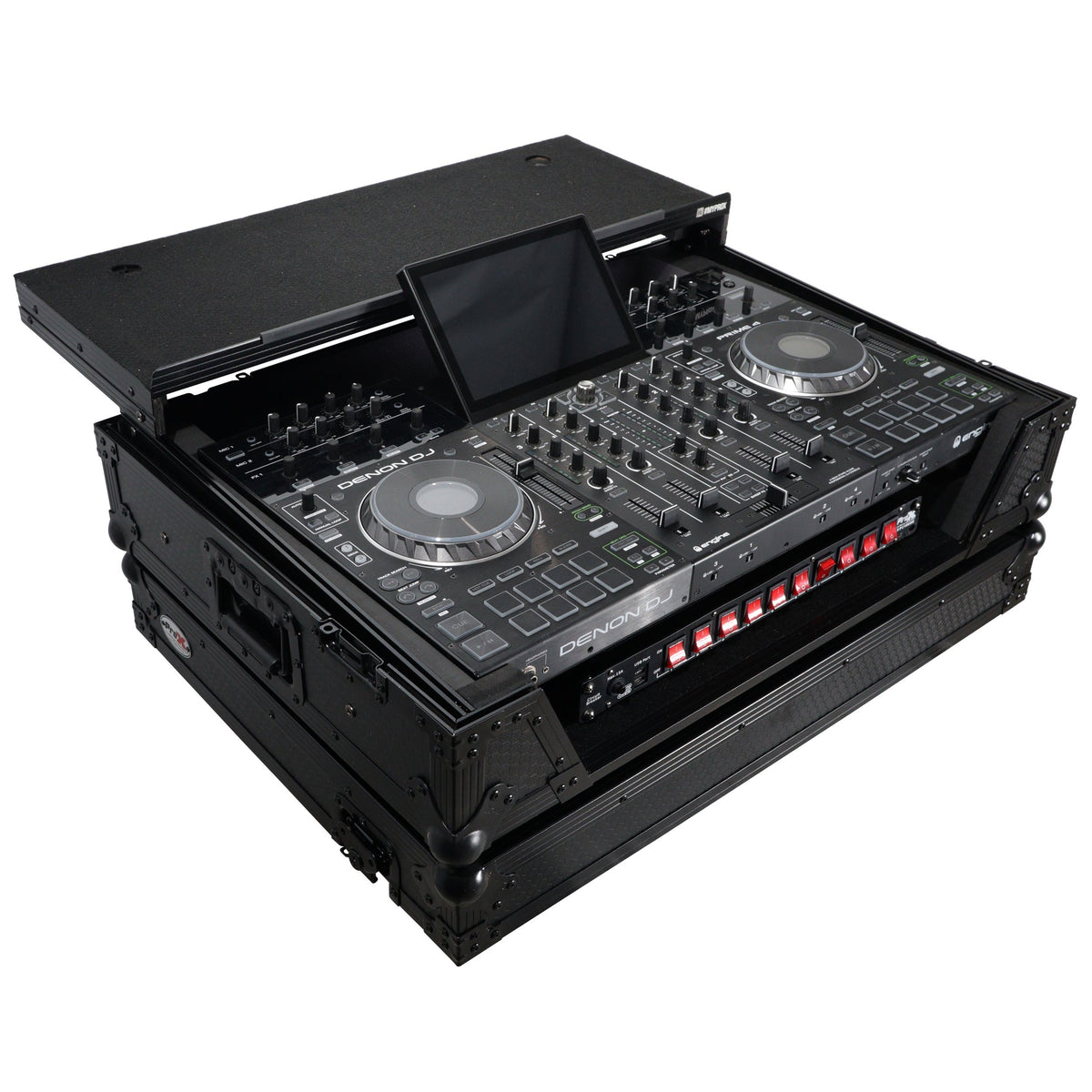 ProX XS-PRIME4WLTBL ATA Flight Case For Denon PRIME 4 G2/PRIME 4 MK2 DJ Controller with Laptop Shelf 1U Rack Space