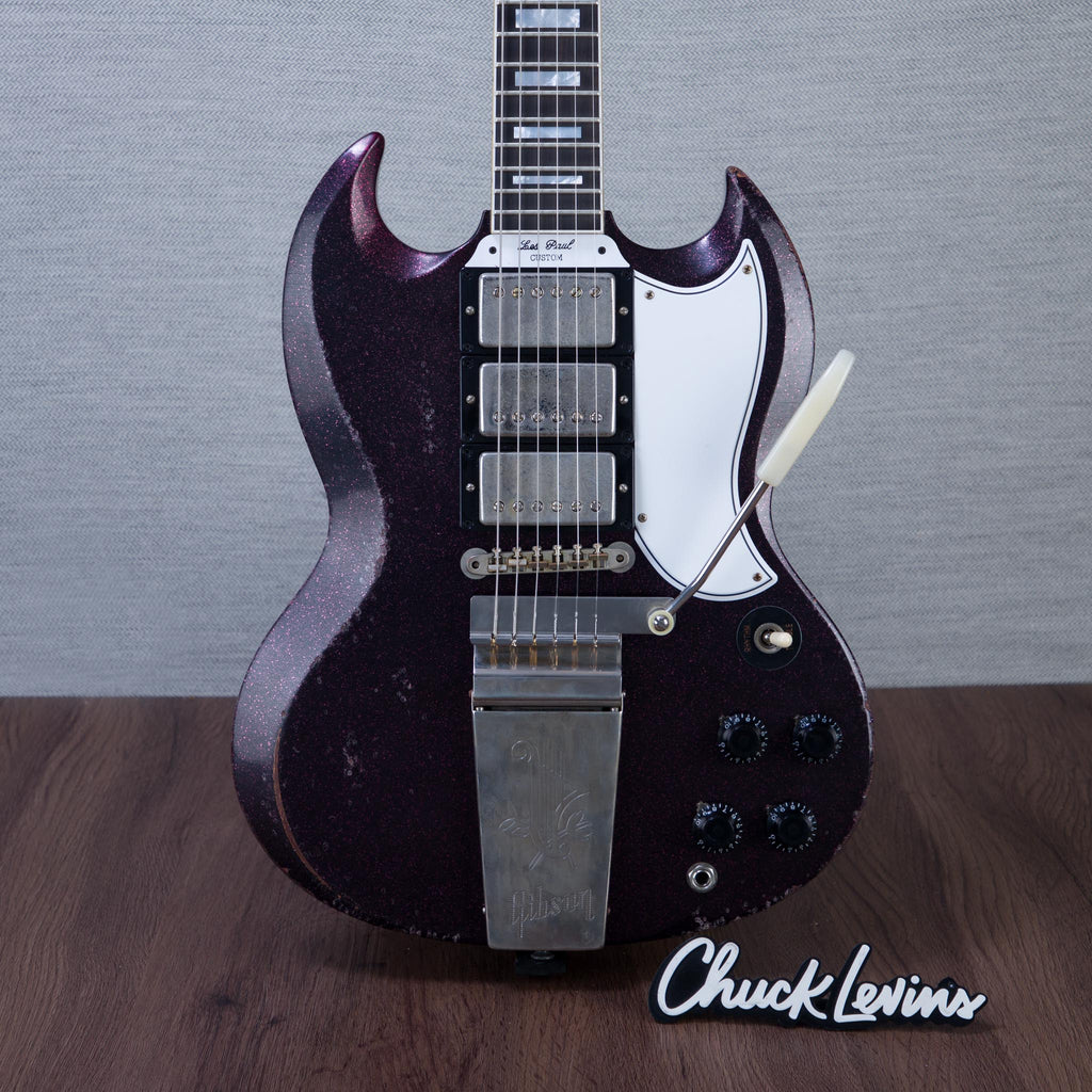 Gibson Custom Shop Murphy Lab 63' SG Custom 3-Pickup Maestro Electric Guitar - Light Aged Brunswick Wild Berry -