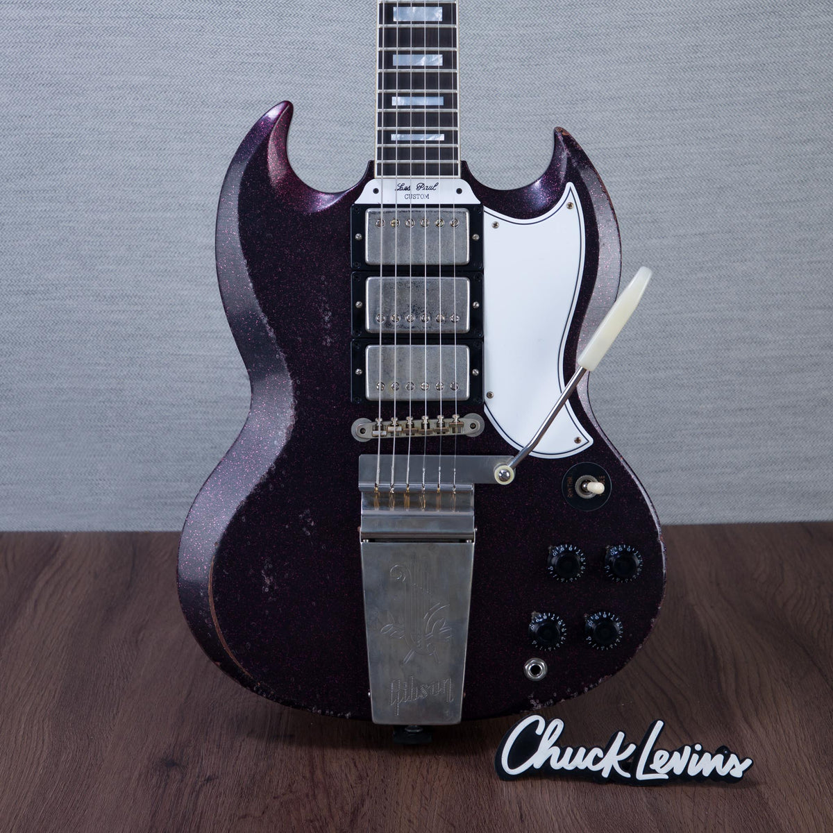 Gibson Custom Shop Murphy Lab 63' SG Custom 3-Pickup Maestro Electric Guitar - Light Aged Brunswick Wild Berry -
