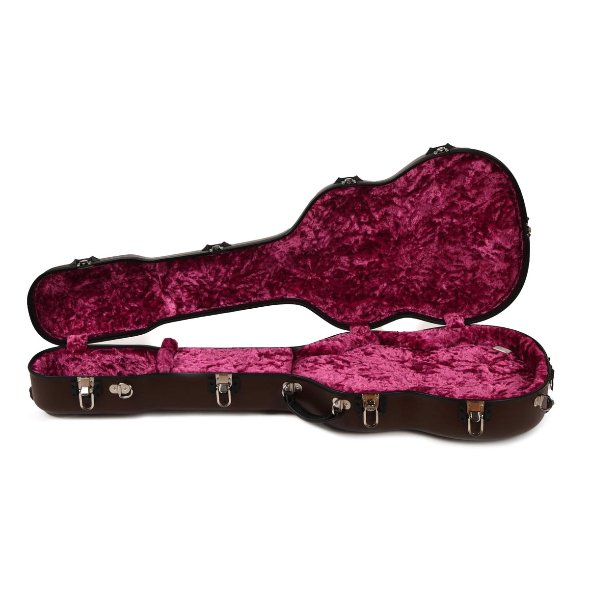 Calton Cases Electric SG Guitar Case Brown w/Pink Velvet Interior - View 2 | MusicMarket
