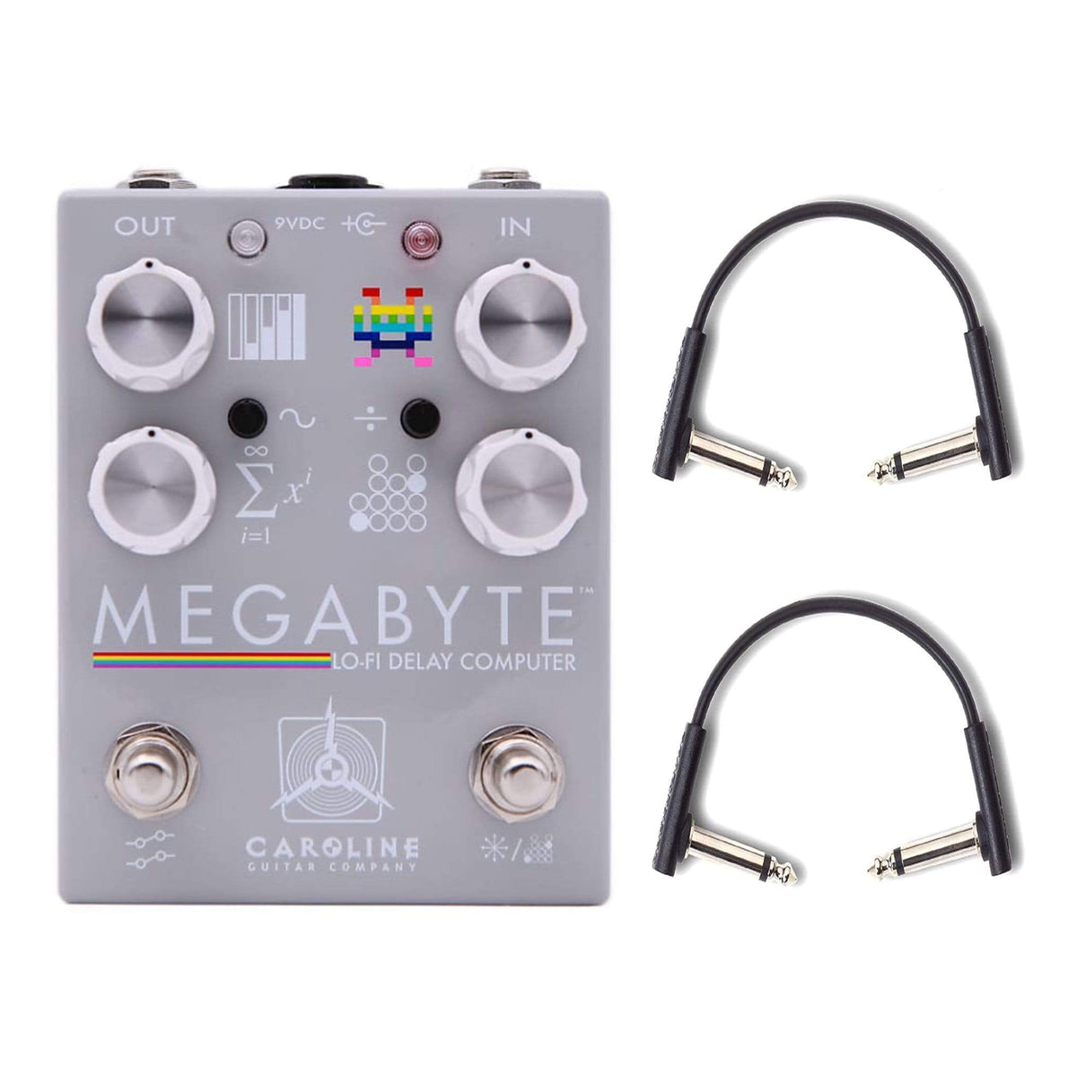 Caroline Megabyte Lo-FI Delay Computer w/(2) RockBoard Flat Patch Cables Bundle - MusicMarket