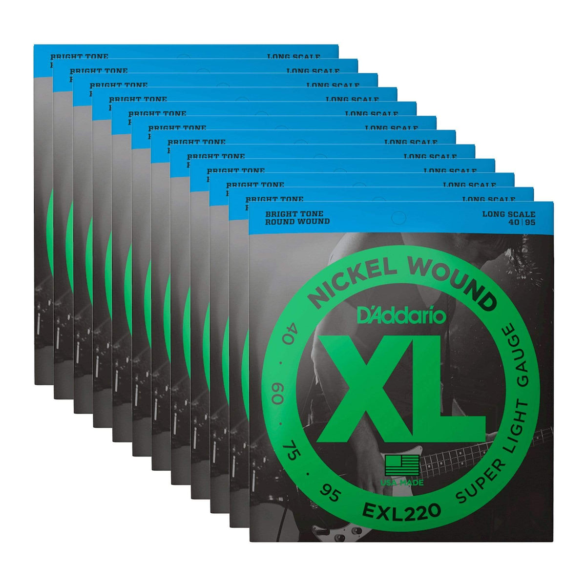 D'Addario EXL220 40-95 Long 12 Pack Bundle - MusicMarket