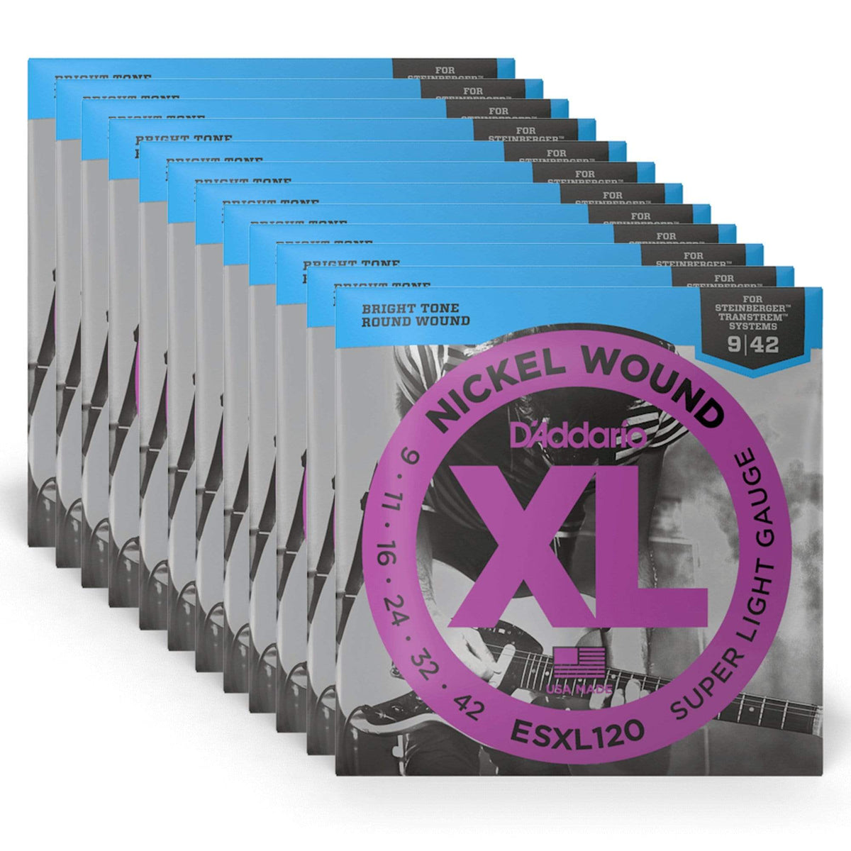 D'Addario ESXL120 Double Ball End Electric Guitar Strings Super Light 9-42 12 Pack Bundle - MusicMarket