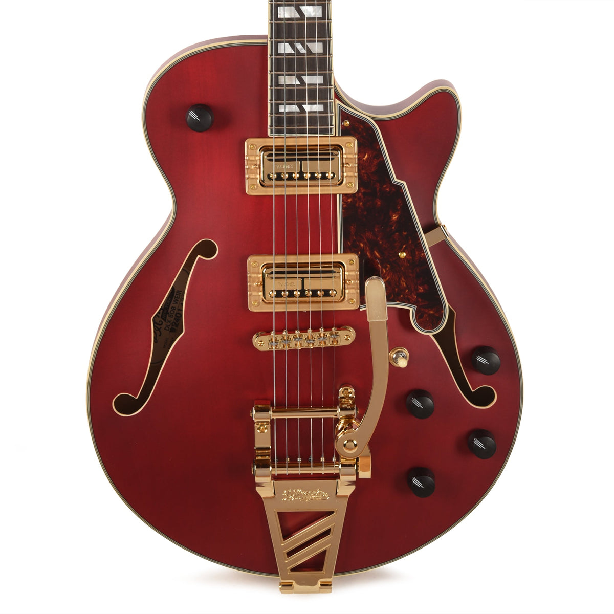 D'Angelico Deluxe Bobby Weir 3 Semi-Hollow Satin Trans Wine - View 2 | MusicMarket