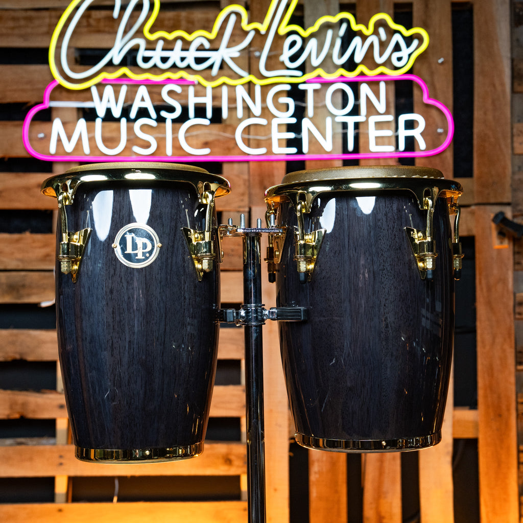 Latin Percussion Junior Conga Set - Black Wood With Gold Hardware - CHUCKSCLUSIVE - MusicMarket