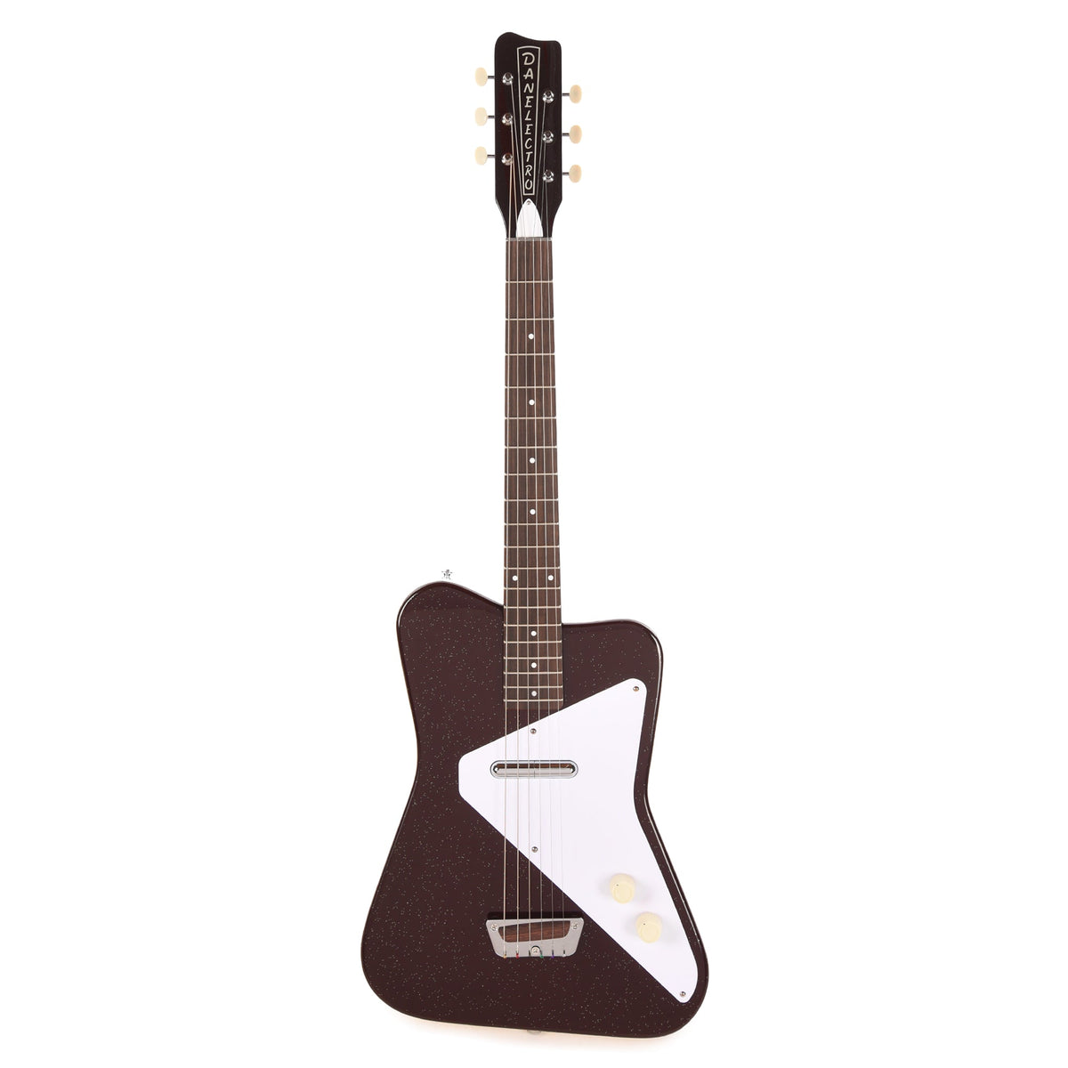 Danelectro Pro Semi-Hollowbody Electric Guitar Maroon with Silver Glitter - View 4 | MusicMarket