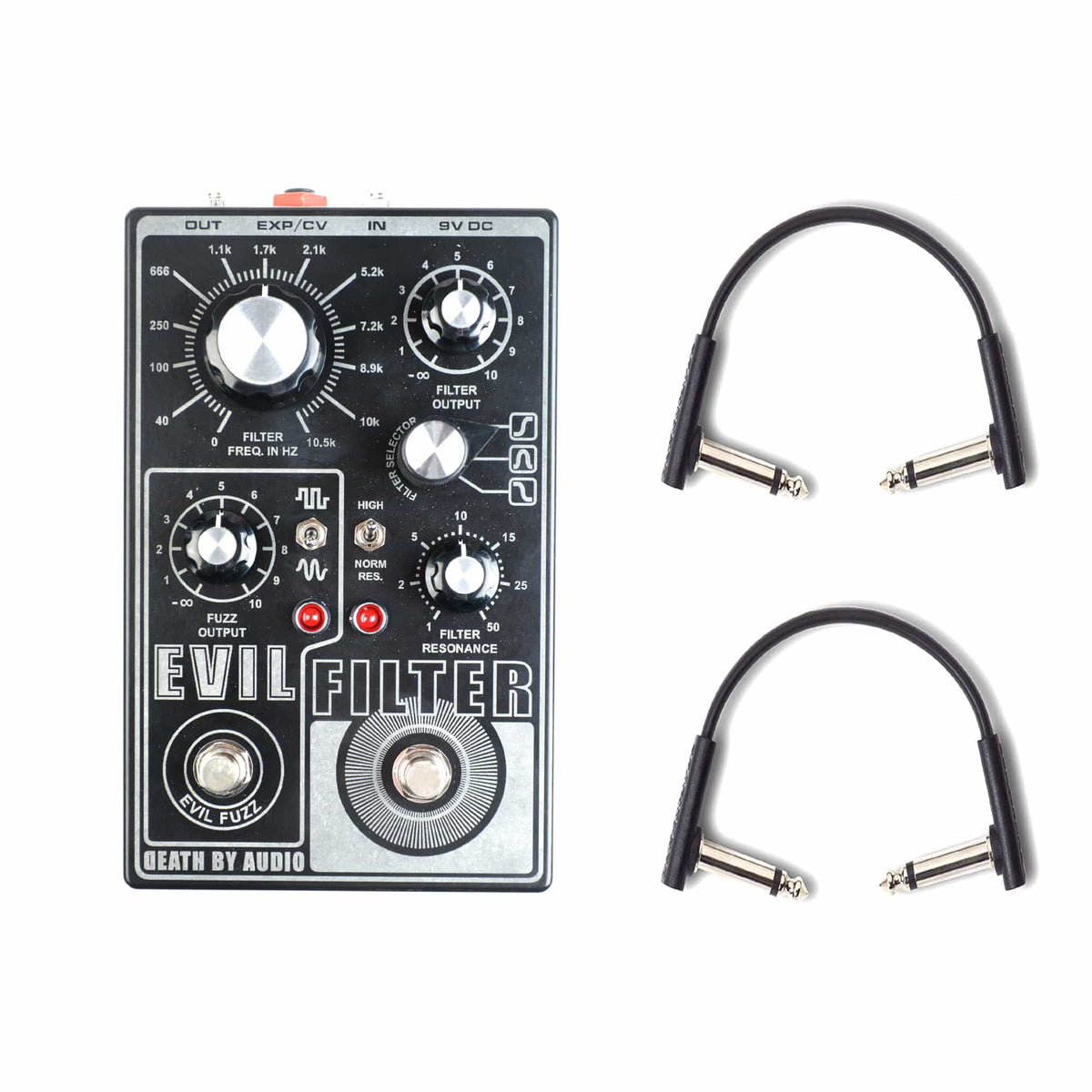 Death By Audio Evil Filter Octave Fuzz w/RockBoard Flat Patch Cables Bundle - MusicMarket