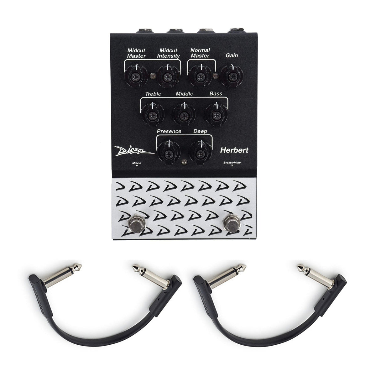Diezel Herbert 2-channel Overdrive & Preamp Pedal w/(2) Rockboard Flat Patch Cables Bundle - MusicMarket
