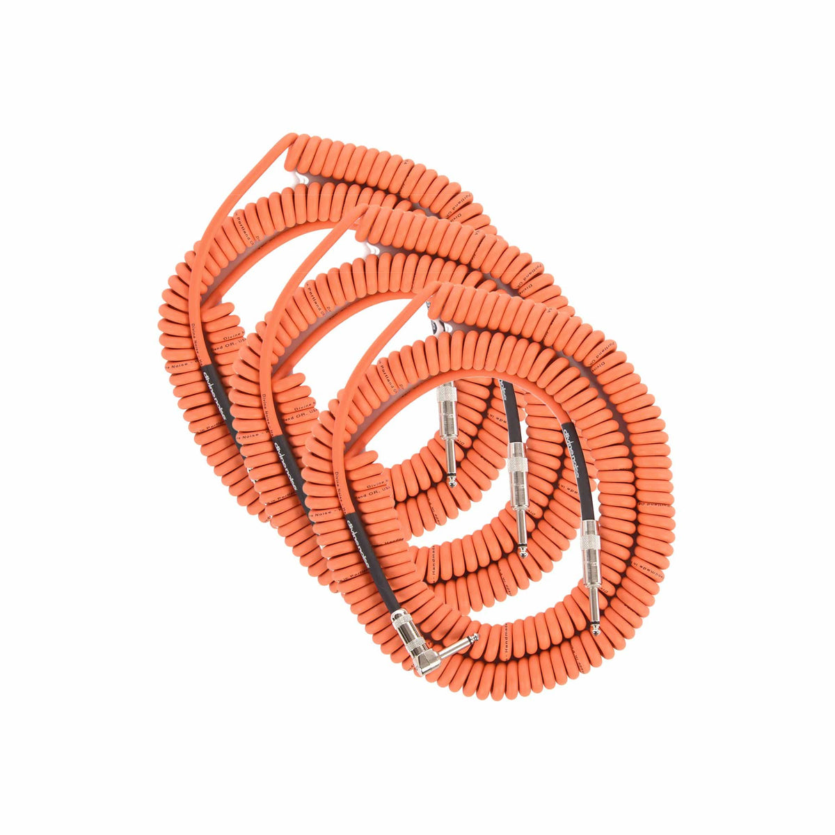 Divine Noise Curly Cable Orange 30' Straight/Right Angle 3 Pack Bundle - MusicMarket