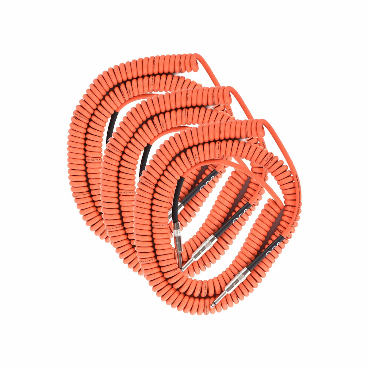 Divine Noise Curly Cable Orange 30' Straight/Straight 3 Pack Bundle - MusicMarket