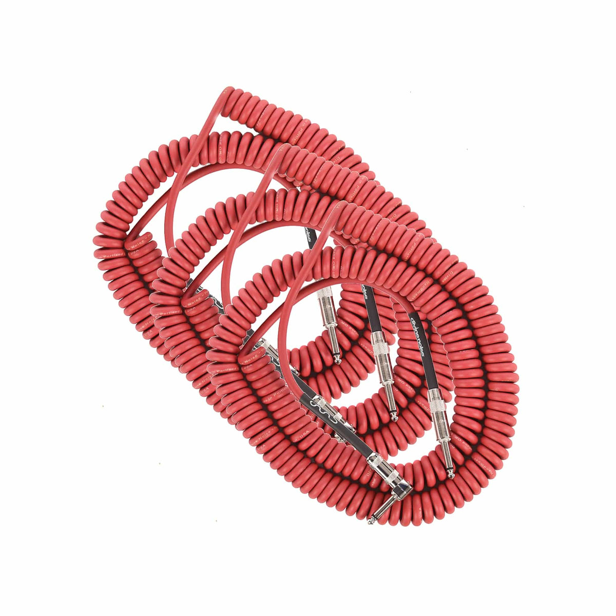 Divine Noise Curly Cable Red 30' Straight/30' Straight 3 Pack Bundle - MusicMarket