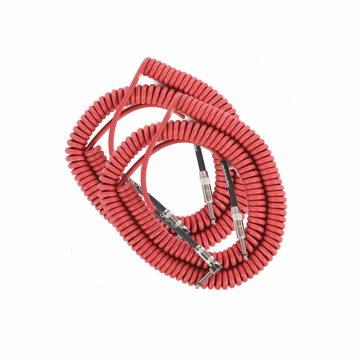 Divine Noise Curly Cable Red 30' Straight/Right Angle 2 Pack Bundle - MusicMarket
